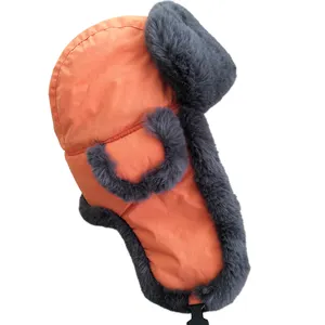 仿兔毛冬季捕虫帽定制标志爱斯基摩毛帽，厚保暖填充衬里