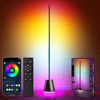 Lampe de sol d'angle en aluminium LED RGBIC intelligente avec application et télécommande