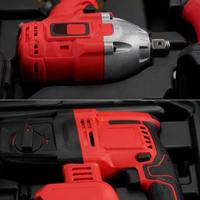 Großhandel Fabrikpreis Rote Serie Bürstenloser 4-in-1 Kombi-Set Hammer Schleifer Schraubenschlüssel Bohrer Professionelles Industrielles Elektrowerkzeug-Set