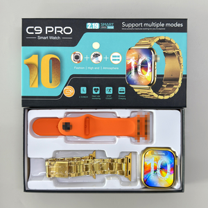 Montre connectée C9 Pro <span class=keywords><strong>S10</strong></span> Gold à <span class=keywords><strong>double</strong></span> bracelet, série 10, écran HD 2,19 pouces, appels Bluetooth, chargement sans fil, idéale pour le sport – Prix bas - Product Image 6