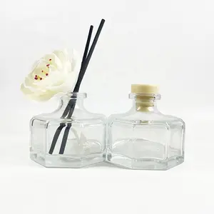 100ml reed diffuser bottle octogan empty glass diffuser bottle with packaging aroma diffuser bottle with nature reed sticks