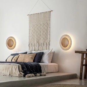 Wabi Sabi Style <b>Wall</b> Lamp Round 25cm Led E27 <b>Switch</b> Control For Bedroom Hallway Entryway Living Room Decor - Product Image 1