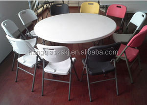 Mesa de Comedor Redonda Plegable de Plástico de 10 Plazas, 6 pies (180 cm), en Venta - Product Image 6
