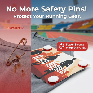 Cierres Magnéticos <span class=keywords><strong>para</strong></span> <span class=keywords><strong>Dorsales</strong></span> de Maratón - Sin Alfileres, Ultraligeros y Seguros, No Dañan la Ropa de Running - Product Image 5
