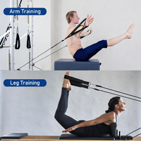 Machine de Pilates Reformer en néoprène gris graphite avec rembourrage, équipement de gym avec sangles à double boucle et corde, accessoires de yoga et Pilates