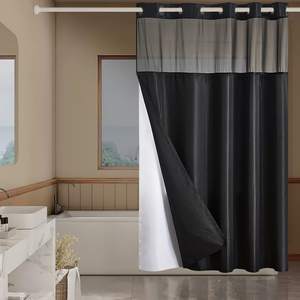 Aucun crochet nécessaire <span class=keywords><strong>rideau</strong></span> de <span class=keywords><strong>douche</strong></span> en tissage gaufré avec doublure en tissu encliquetable, <span class=keywords><strong>rideau</strong></span> de salle de bain bleu marine à texture <span class=keywords><strong>nid</strong></span> <span class=keywords><strong>d</strong></span>'<span class=keywords><strong>abeille</strong></span> imperméable - Product Image 2