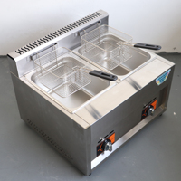 Friteuse professionnelle double cuve en acier inoxydable à gaz, idéale pour hôtels, restaurants, fermes et commerces alimentaires – Offre spéciale !