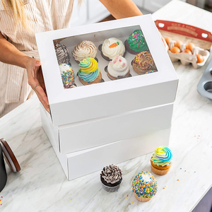 Bán buôn Giấy bìa cứng Bao bì nhựa pop có thể tùy chỉnh Hình vuông sang trọng Sinh nhật rõ ràng Hộp bánh trong suốt có tay cầm - Product Image 6