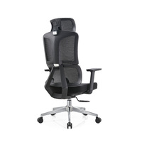 Chaise de bureau ergonomique moderne à dossier haut en maille, appui-tête réglable, support lombaire, accoudoirs fixes, inclinaison à 3 positions, pour ordinateur