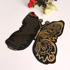 Delicate Butterfly Shaped Acrylic <strong>Cards</strong> Spanish Style Wedding Invitation Black Mirror Acrylic With One Foil Text - Product Image 3