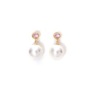Fashion Drop <b>Earrings</b> 316L Stainless Steel PVD Gold Plating Pearl Pink <b>Crystal</b> Dangle <b>Studs</b> For Women - Product Image 1