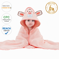 Serviette de bain à capuche pour enfants, motif animal, en velours polaire corail, douce et absorbante, pour bébés et enfants, fabrication directe, certifiée CPC REACH OEKO-TEX, personnalisable