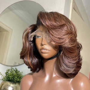 Peluca con malla frontal de <span class=keywords><strong>cabello</strong></span> humano de encaje transparente 5X5 Color marrón 300 Densidad Onda Virgen Pelucas de <span class=keywords><strong>cabello</strong></span> vietnamita Peluca de lujo - Product Image 3