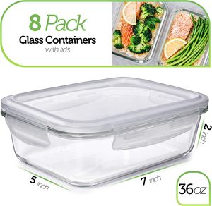 Juego de 24 Recipientes de Vidrio Borosilicato de Alta Calidad para Almacenamiento de Alimentos, Ecológicos, Aptos para Microondas, para Preparación de Comidas - Product Image 4