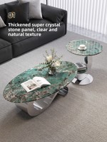 Table basse ovale en métal minimaliste moderne pour salons, mobilier de maison pour petits espaces, haut de gamme, nouvelle collection 2026, style luxe léger