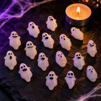 100 pièces/sac Breloques d'ongles fantômes d'Halloween 3D en résine blanche lumineuse à dos plat pour décorations d'ongles DIY et fournitures de salon de manucure
