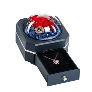 Boîte à bijoux en plastique pour la Saint-Valentin, boîte à fleurs transparente en acrylique, boîte à tiroirs pour boucles d'oreilles, anneaux, pendentifs, colliers, rangement octogonal - Product Image 1