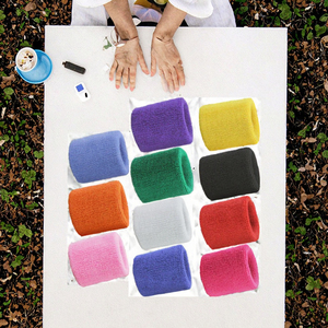 Veelkleurige Gebreide Katoenen Handdoek Polssteun Zweetbanden Voor Buiten Hardlopen - Product Image 3