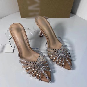 รองเท้าส้นสูงทรงสติลเลตโต้แบบใหม่ สไตล์ซัมเมอร์ เซ็กซี่ หรูหรา สำหรับงานปาร์ตี้ ปลายแหลม สายรัดส้น ประดับคริสตัลวิบวับ สวยงาม - Product Image 3