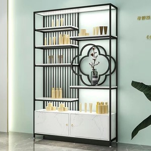 2025 Étagère de luxe nordique en fer forgé, style luxe léger, étagère de sol, écran de séparation pour la maison, présentoir pour nail art et cosmétiques - Product Image 1