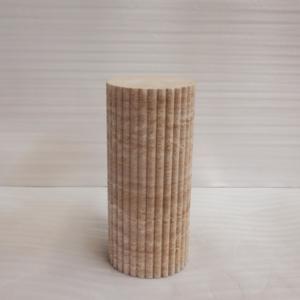 Natural Stone Modern Home Furniture Decoration Fluted Side Table Beige Travertine Plinth for Indoor <b>Vase</b> <b>Stand</b> Decor - Product Image 3