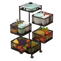 Étagère rotative respirante pour légumes BX, organisation de la cuisine, rangement pour articles divers, en métal noir