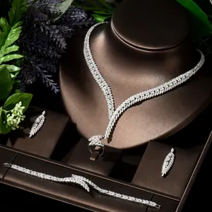 high quality cz american diamond bracelet ring earring necklace bridal jewelry sets