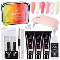 Kit de Gel Poly pour Ongles avec Lampe LED 6W, Ensemble Complet de Manucure, Vernis Semi-Permanent, Kit d'Extension Rapide pour Ongles, Kit d'Outils pour Ongles 14 pièces