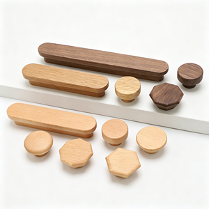 Solid Wood Cabinet <b>Pull</b> <b>Handles</b> Natural Oak Finish 128mm Hole Center T-Bar Design Kitchen Drawer Cupboard <b>Door</b> Furniture - Product Image 4