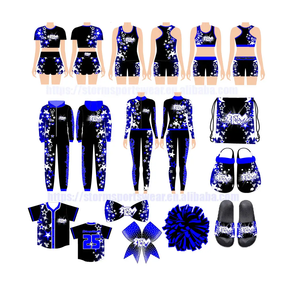 Custom all stars cheerleading costume packages royal blue cheerleading uniforms