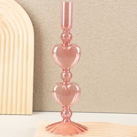 Porte-bougie conique en verre borosilicate de haute qualité, motif cœur et étoile, coloré, résistant à la chaleur, pour décoration de table de mariage et de maison
