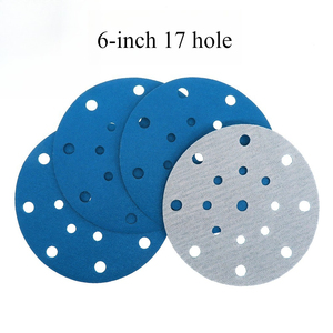 Paquete de 25 lijas de papel de lija azul flocado de 6 pulgadas con extracción de polvo de 17 orificios, grano 80-600 para pintura automotriz, muebles, metal y madera - Product Image 5