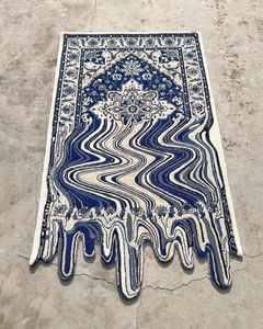 Tapis en laine et soie tufté à la main sur mesure de qualité supérieure, tapis jacquard moderne à poils moyens, poils bouclés, support en PVC - Product Image 4