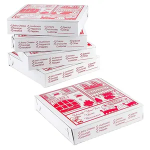 Toptan fiyat özel logo baskılı beyaz kırmızı deniz ürünleri peynir pizza ambalaj waffle gözleme teslimat oluklu kağit kutu