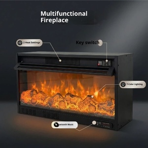Cheminée électrique murale encastrée avec simulation de <span class=keywords><strong>flamme</strong></span> musicale, chauffage, contrôle par application smartphone, thermostat réglable, pour <span class=keywords><strong>la</strong></span> maison - Product Image 2