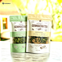 Sachet d'emballage refermable personnalisé pour feuilles de thé, surface mate, avec fermeture éclair, à fond plat, vente en gros
