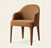 Fauteuil de salle à manger rembourré, chaise de salle à manger en tissu courbé intégré avec pieds coniques, chaise d'appoint moderne pour la maison et l'usage commercial