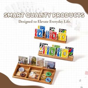 Expositor de cartas de madera con almacenamiento de fichas, organizador de juegos de mesa de madera maciza para póquer y juegos de mesa - Product Image 2