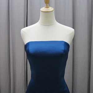 Robe de bal longue bleue en satin à épaules dénudées, coupe trapèze, robe de soirée formelle longue Mz0042 - Product Image 5