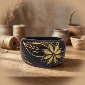 Brazaletes de madera con cresta ondulada, madera pulida lisa con diseño curvo inspirado en ondas suaves para joyería elegante para mujer - Product Image 1