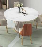Table de salle à manger ronde couleur crème moderne Table et chaise de salle à manger avec plateau en pierre Ensemble de table de salle à manger simple de luxe 4 6 8 places