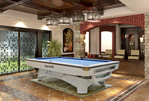 Table de <span class=keywords><strong>billard</strong></span> américaine de luxe moderne avec éclairage LED, poches en cuir véritable, ardoise en trois parties de 25 mm, personnalisable - Product Image 5
