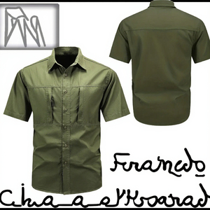 Chemise à manches courtes en twill décontractée pour homme, respirante, séchage rapide, écologique, teinte unie, pour les activités de plein air estivales, la randonnée, la chasse - Product Image 3