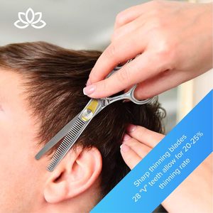 Tijeras de peluquería para diestros de 8.34 pulgadas, para entresacar, con hoja de acero inoxidable de borde afilado tipo cuchilla de afeitar, 30 dientes y mango largo - Product Image 4