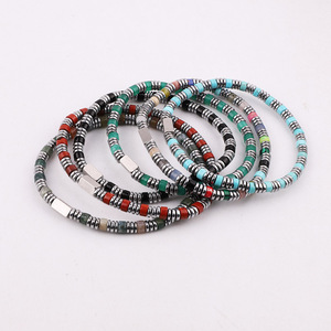 High Quality Cute Design Natural Stone Hematite Spacers Elastic <strong>Beaded</strong> Men <strong>Bracelet</strong> With <strong>Custom</strong> Logo JBS12612 - Product Image 6