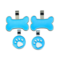 Plaque d'identification pour animaux de compagnie en métal à motifs pattes et os aux couleurs vives, gravure DIY, pendentif durable pour chaton et chiot