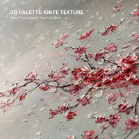 Nouvelle Peinture à l'Huile Texturée sur Toile Prune Rouge Chinoise, Grande, Non Encadrée, Vente en Gros, Tableaux et Arts Muraux pour Salon et Salle de Thé