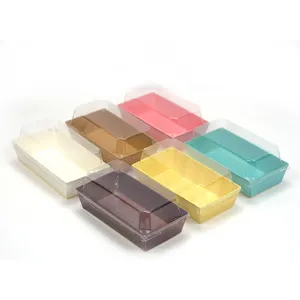 Bakery Packaging Box Custom Bakery Dessert Cookie Macaron Pastry Paper Packaging Transparent Cake Box With Clear PVC Lid