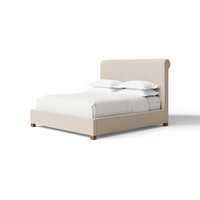 Ensemble de chambre à coucher contemporain FERLY avec cadre de lit enveloppant en peluche douce, lit entièrement recouvert de tissu moderne