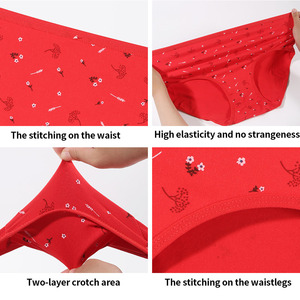 Morcoda sữa lụa phụ nữ quần lót độ đàn hồi cao cộng với kích thước chất béo Womens hoa in Kích thước miễn phí kết hợp màu sắc đồ lót tùy biến - Product Image 5